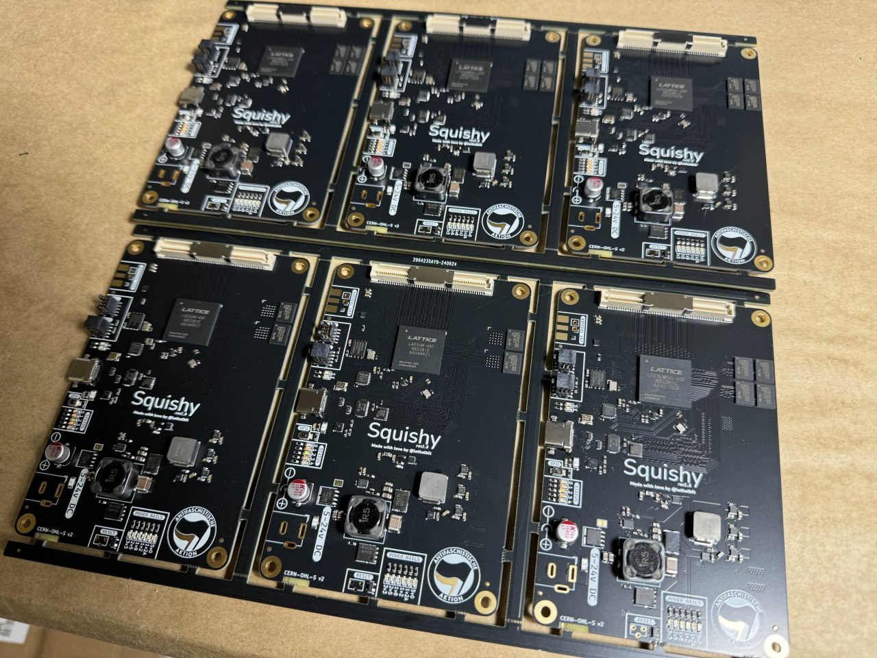 Two panels of assembled squishy boards, for a total of 6